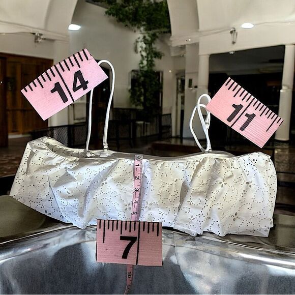 Design Lab Swimwear l Cute White bikini, Bathing Suit Top l Built in bra l L - Picture 4 of 10